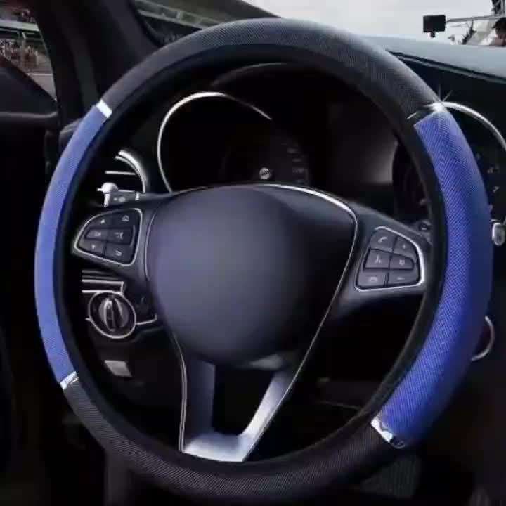 Car Steering Wheel Cover Black+Grey