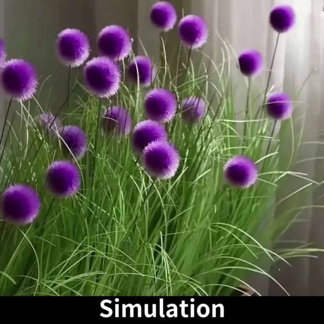 Simulated Flower Quantity 3Pcs Purple High Grass Wealth Ball