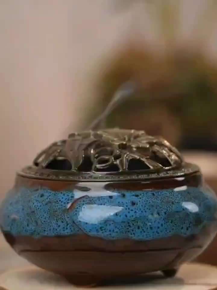 Incense Burner Style  Kiln Turns Blue