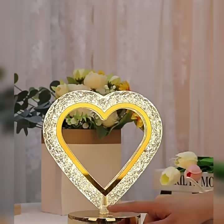 Luxury Modern Office Decor Love Themed Crystal Bedside Lamp Touch Sensor