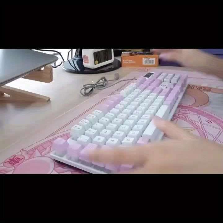 Keyboard Color White And Pink Two Color Single Keyboard