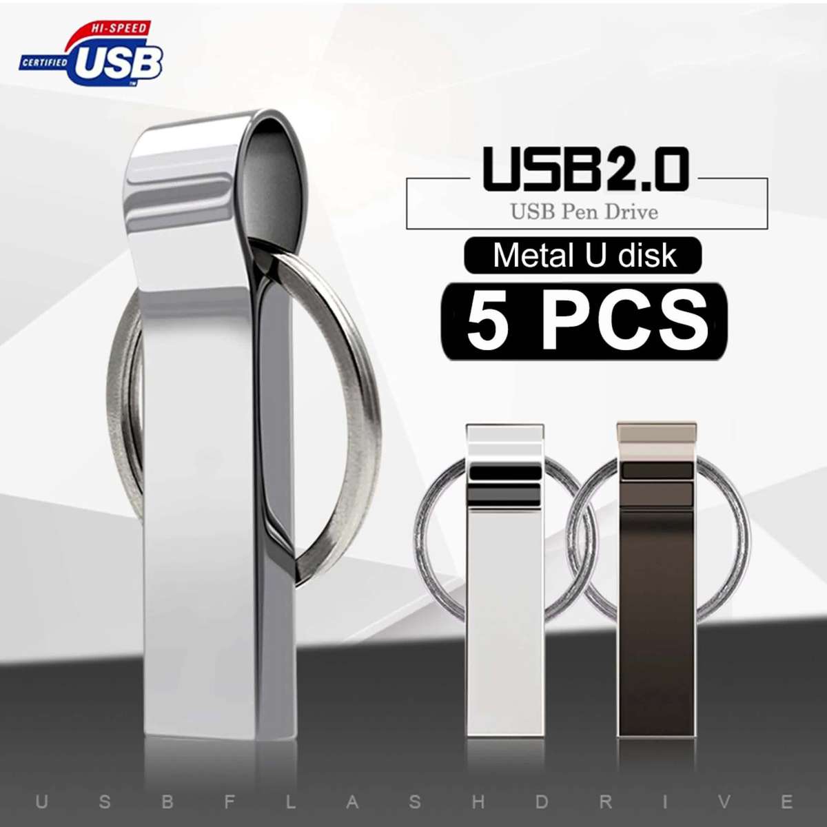 Usb Flash Drive Color Silvery Capacity 2Gb 5Pcs