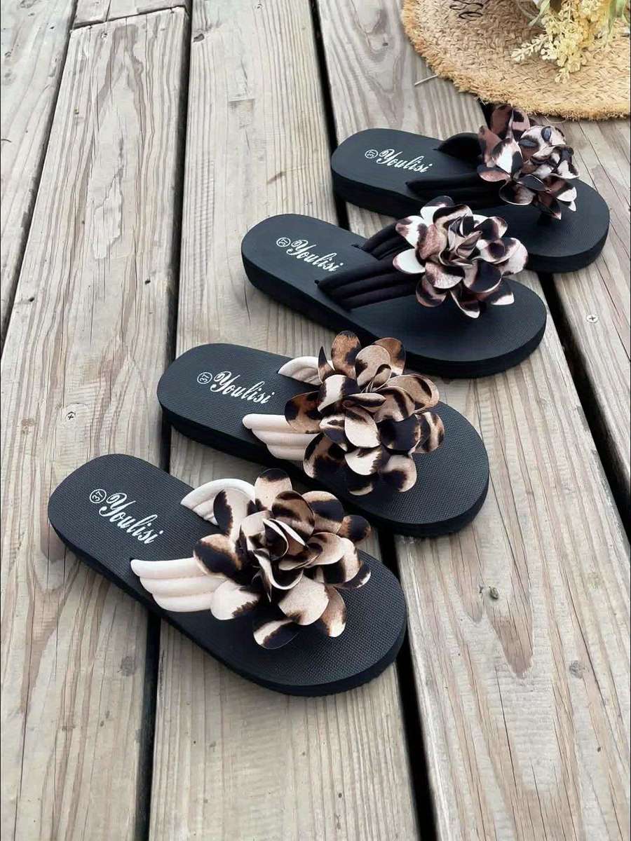 Ladies Summer Flip Flops Light Brown-1 Uk 5.5