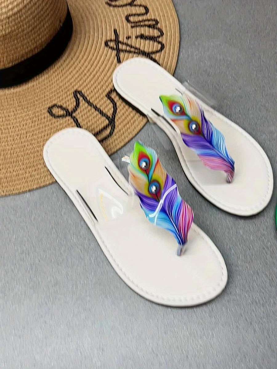 Ladies Summer Flip Flops White Uk 7