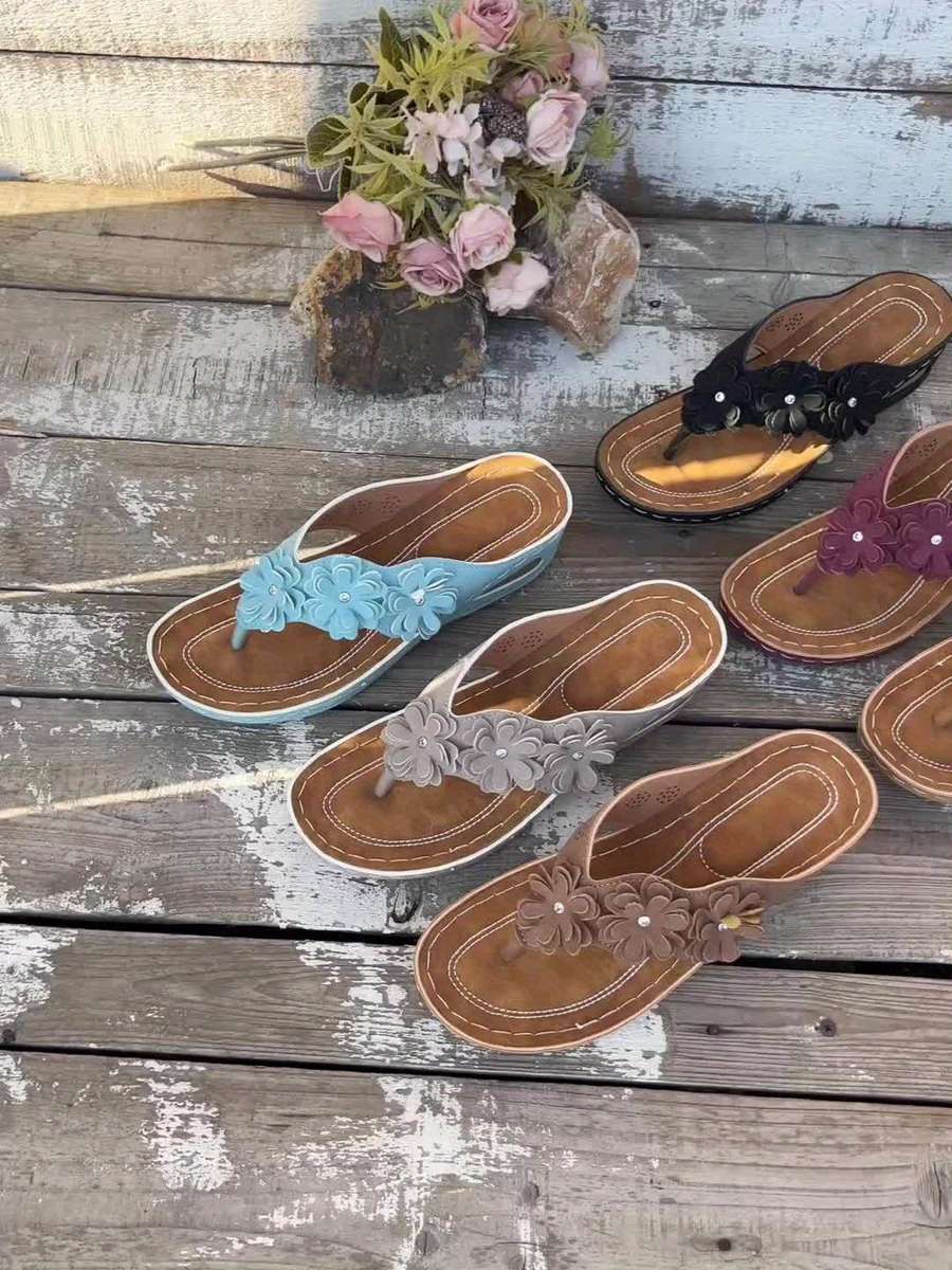 Ladies Summer Flip Flops Sky Blue Uk 5.5