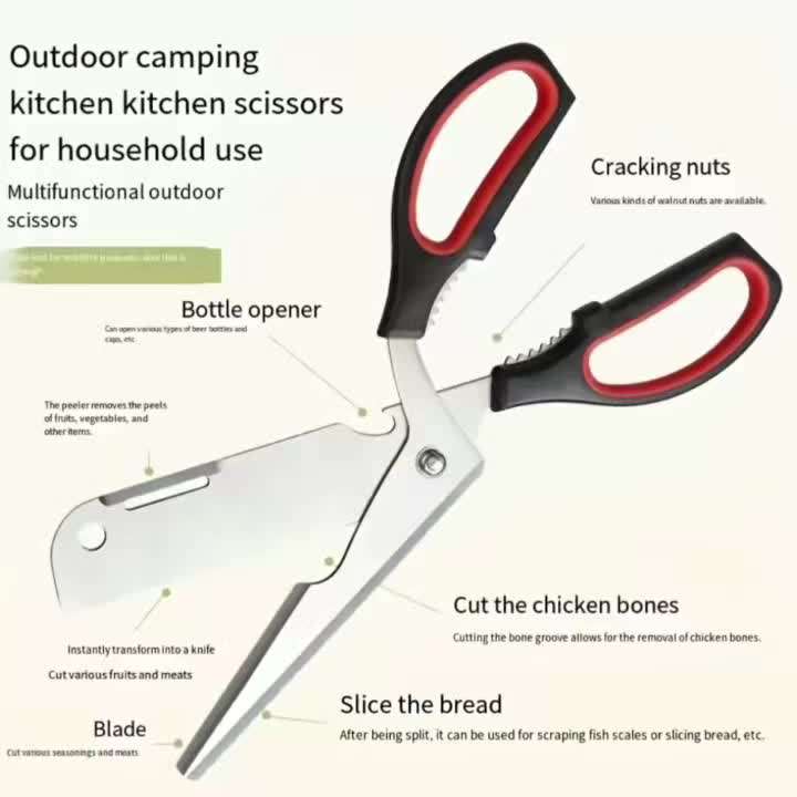 Scissors Style Multi Functional Large Bbq Shears  Super Sharp Detachable For Use