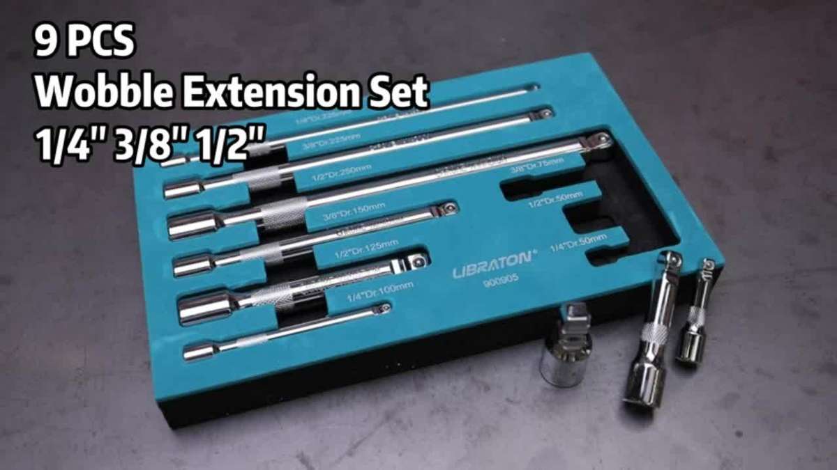 9Pcs Industrial Multi Purpose Libraton Wobble Extension Set Wobble Socket 1/4