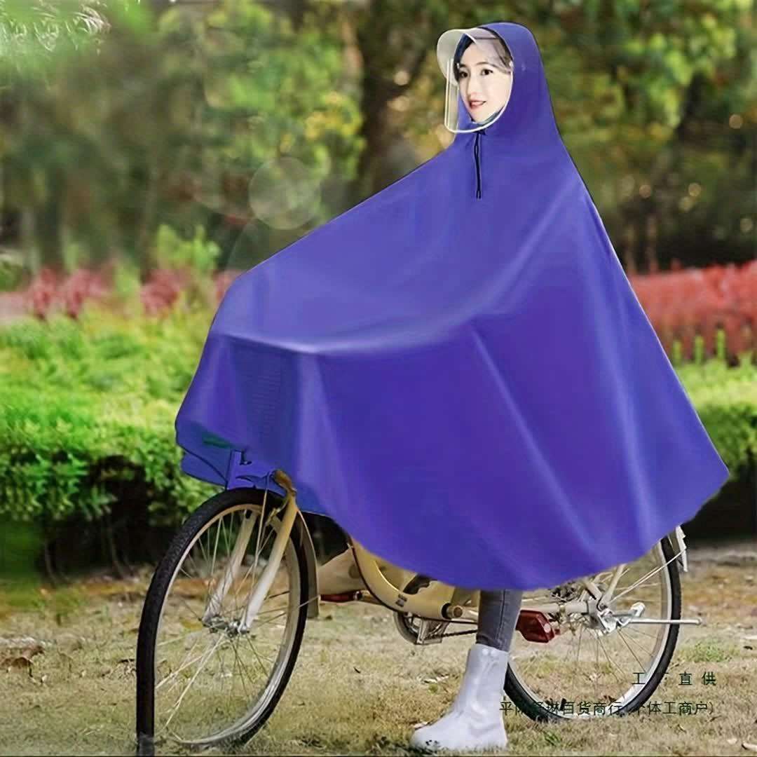 Raincoat Bicycle Double Brim Blue With Face Protection