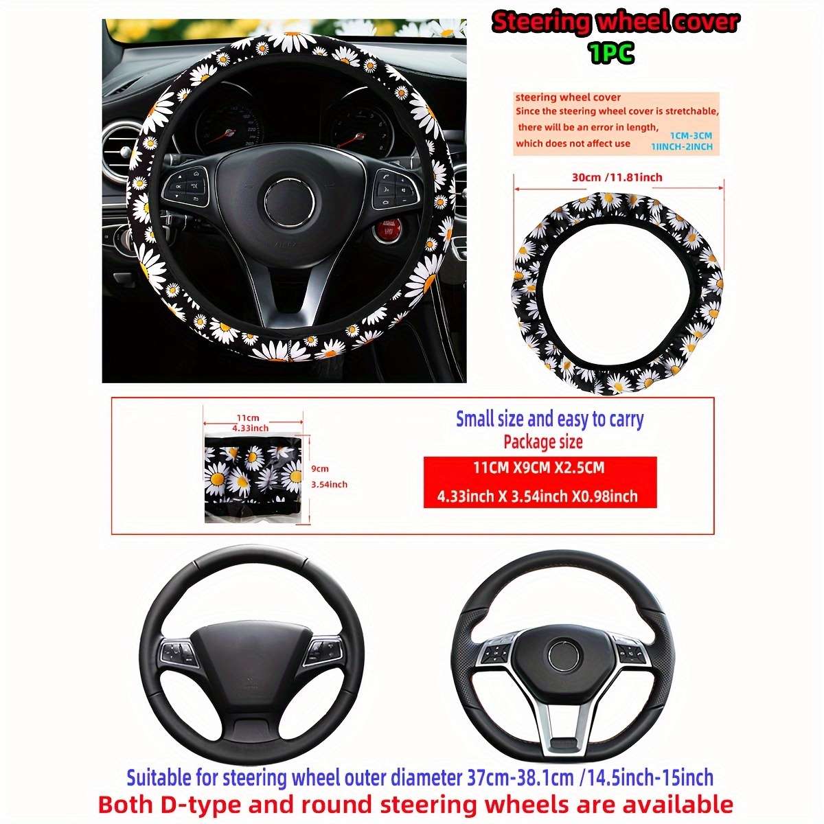 Car Steering Wheel Cover Daisy