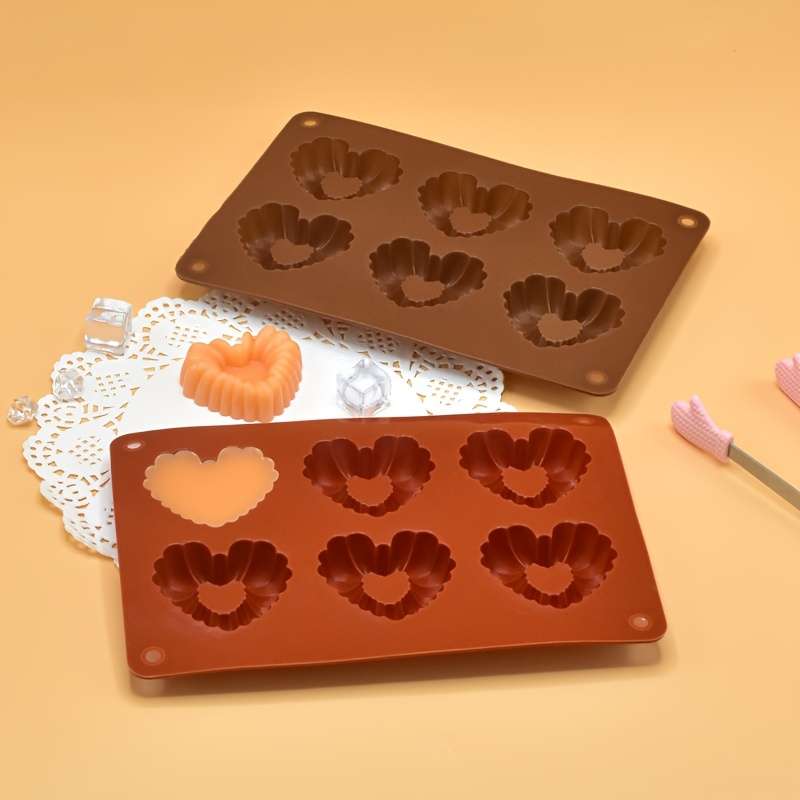 Suitable For Baking Molds Model 1Pc 6 Flowers Silicone Brown Opp Packaging