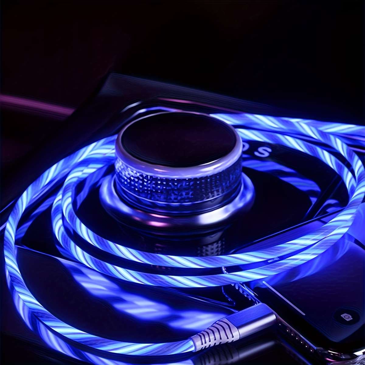 Charging Cable Color Glowing Blue Size1M 3.3Ft