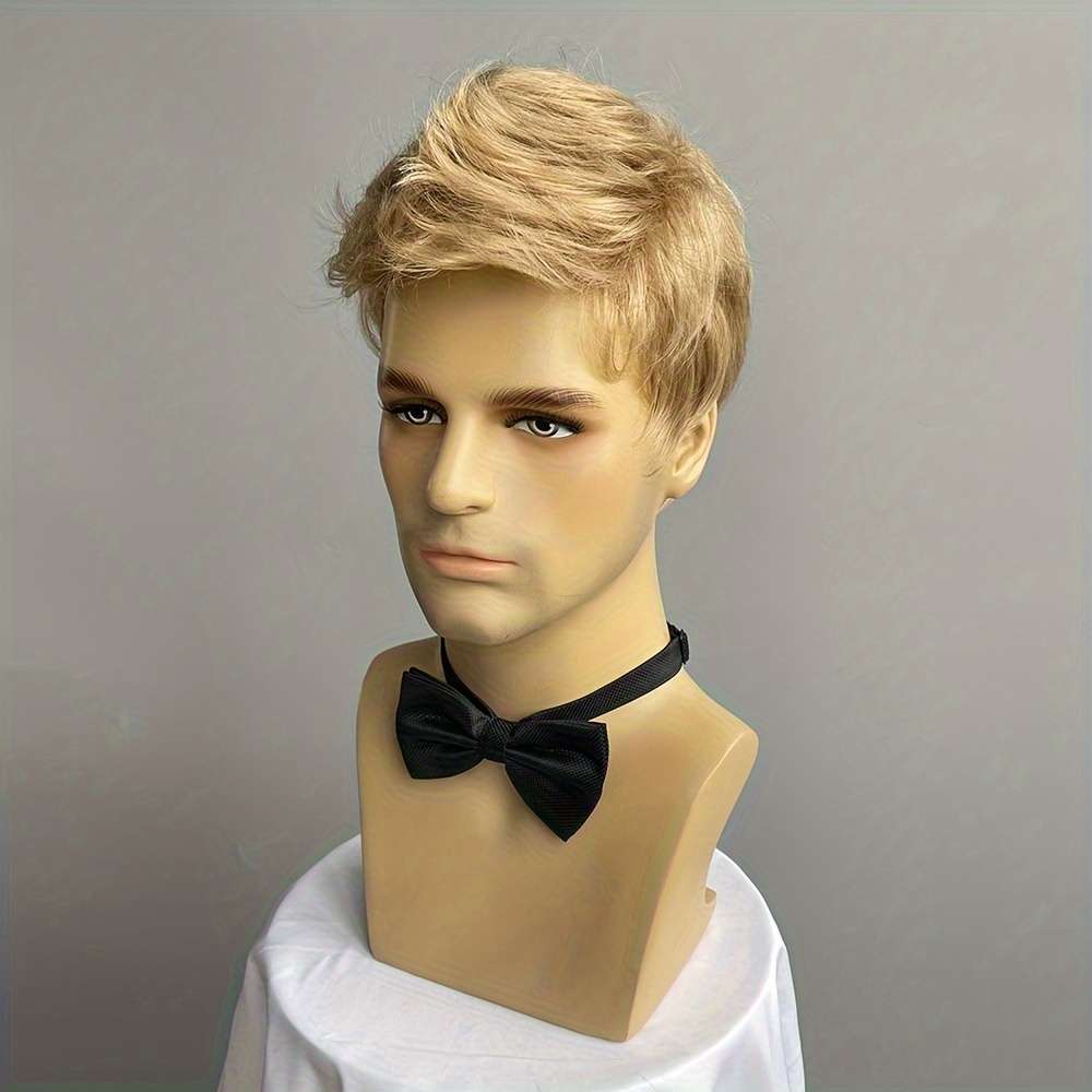 Reddish Brown Mens Wigs Hair Length 10.16Cm