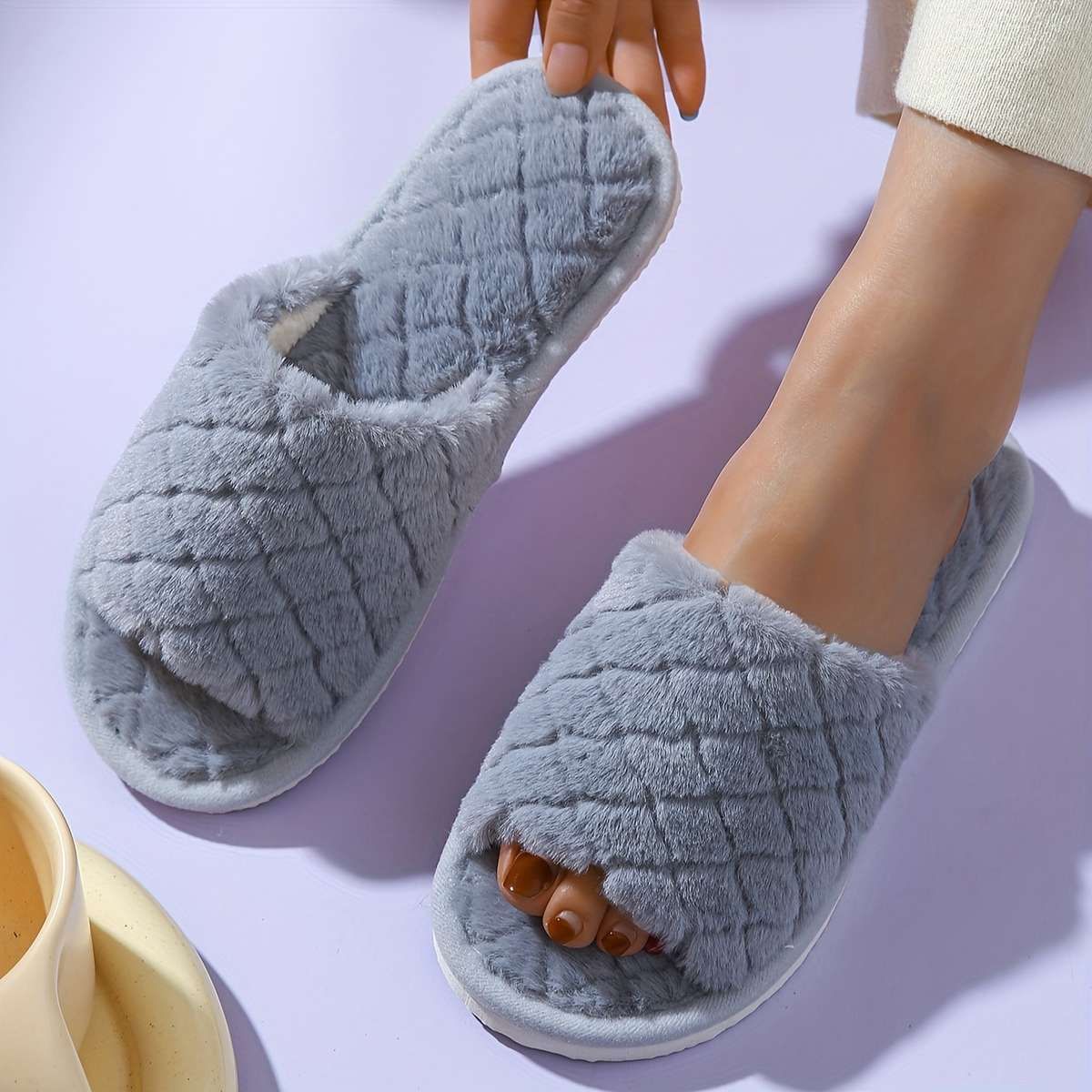 Cotton Slippers Color Grey Sizeuk 6.5-7