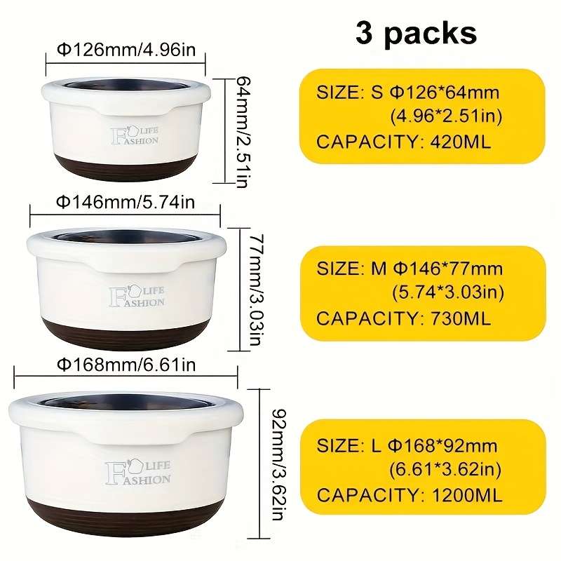 Antibacterial Box Beige 3Pcs Stainless Steel Stowable Stackable Lunch Box