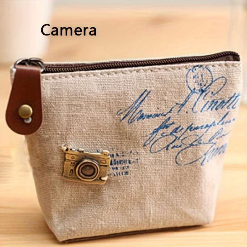 Vintage-Inspired Canvas Wallet With Zippercompact High-Quality Large Capacity Women'S