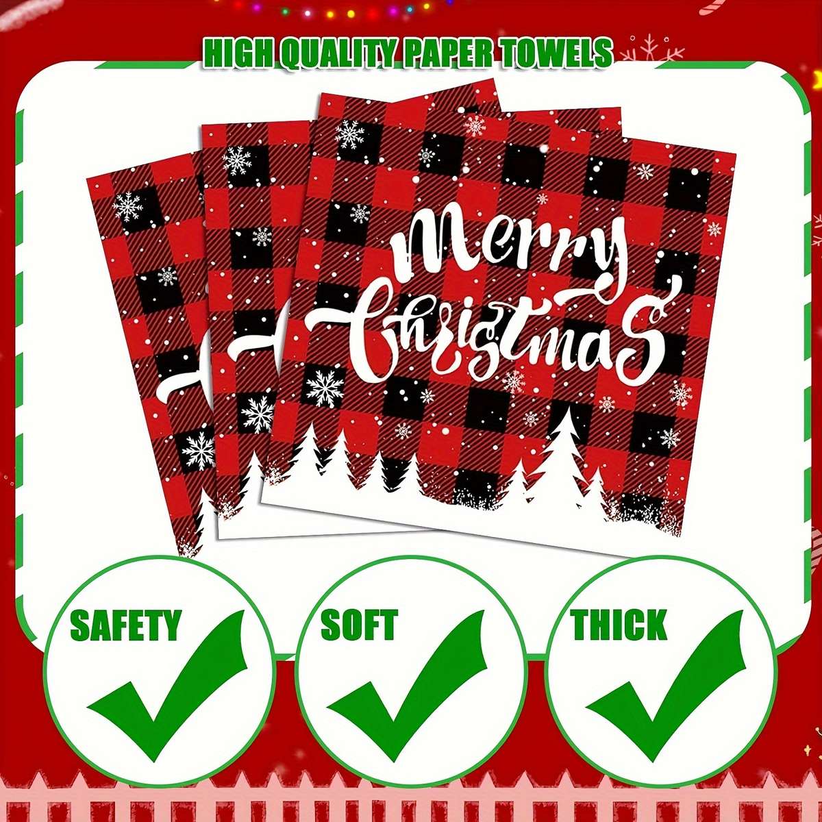 Christmas Tablecloth Style 16 Pcs 7Inch Plates