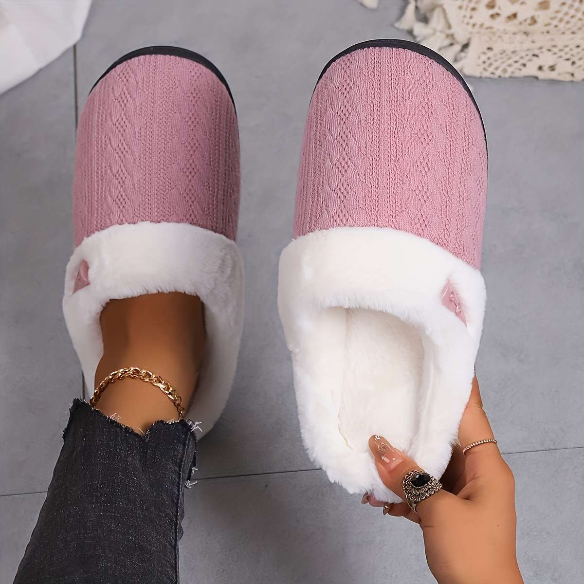 Cotton Slippers Color Pink Sizeuk 9.5-10