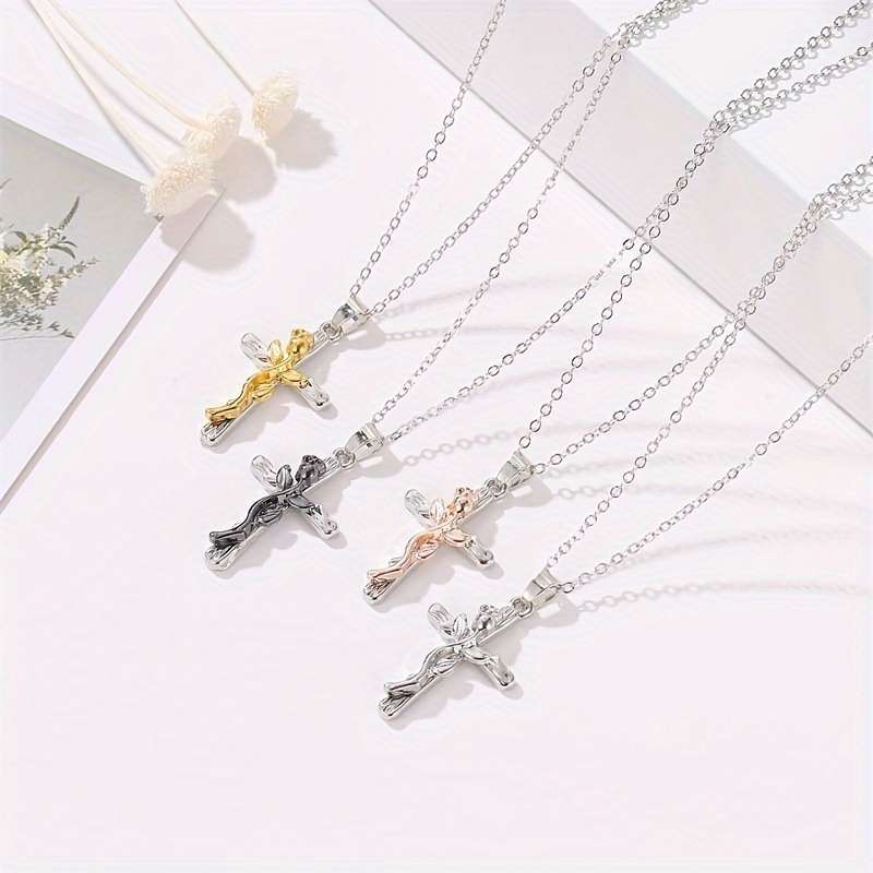 Elegant Plated Retro Cross With Silver