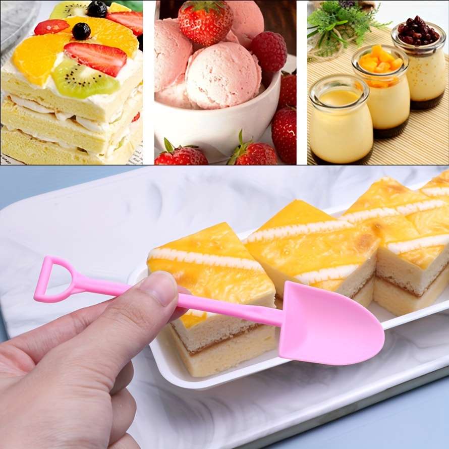 100pcs Colorful Disposable Plastic Spatula Spoons Perfect for Ice Cream Cake Cheese Desse