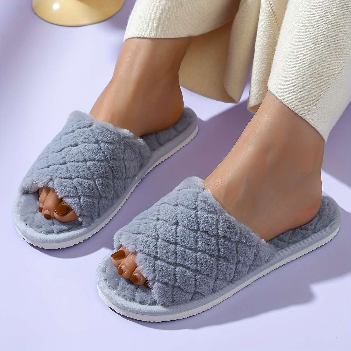 Cotton Slippers Color Grey Sizeuk 6.5-7