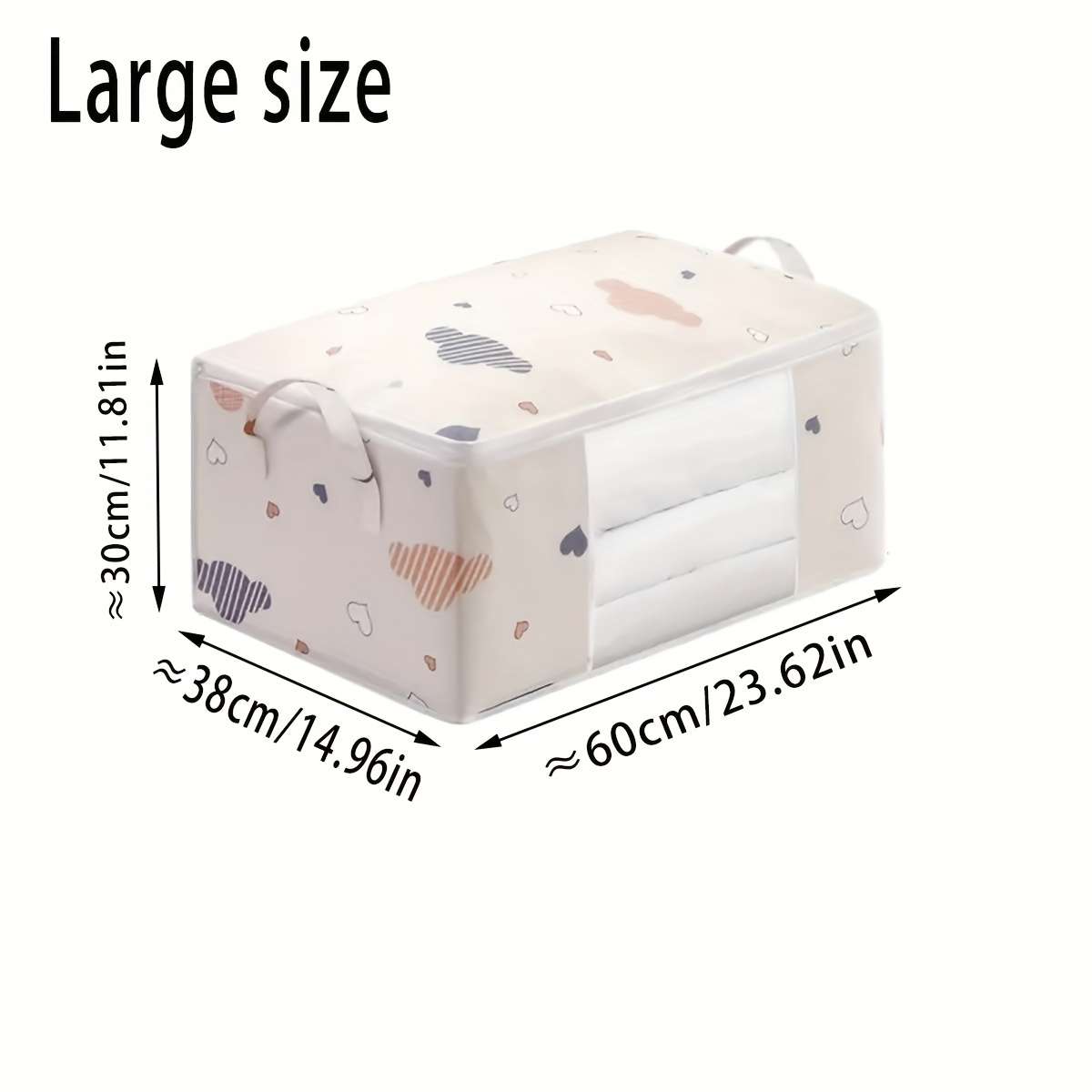 2Pcs Organizer Tote For Quilts Jumbo Clothes Beige Lx