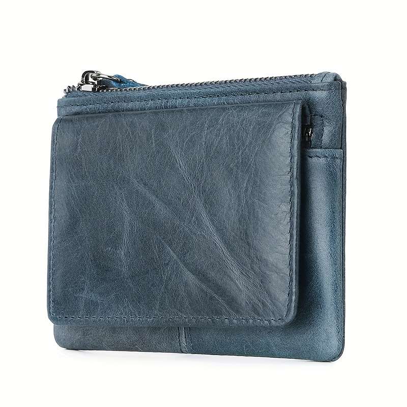 1pc Men's Genuine Leather Wallet RFID Protect Large Capacity Coin Purse Pouch with ID Window