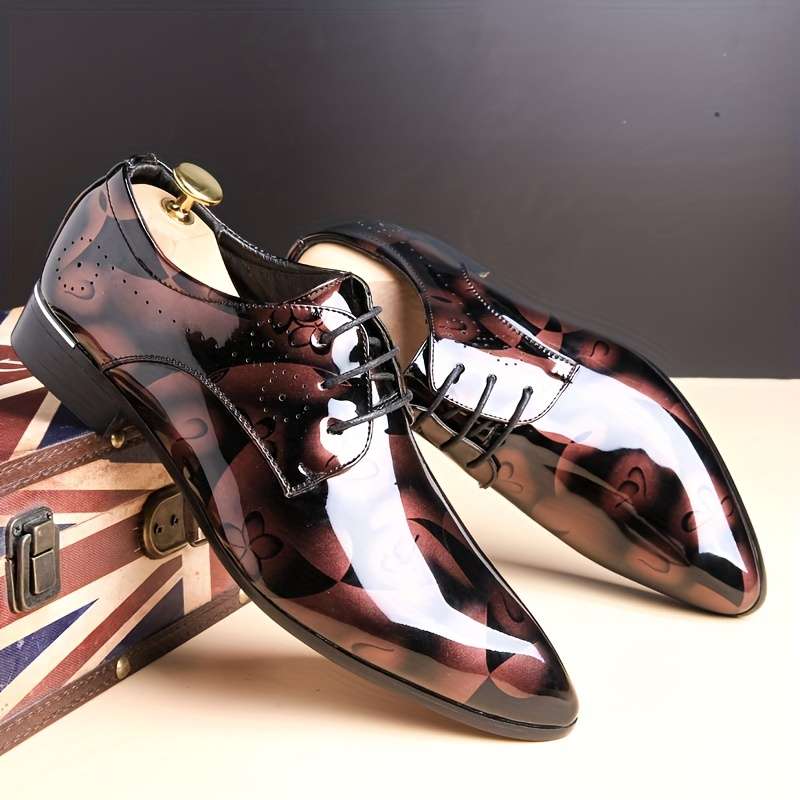 Mens Leather Shoes Color Flowers Blue Sizeuk 5.5