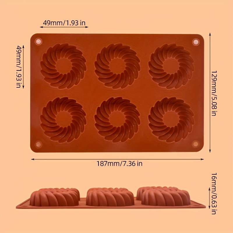 Suitable For Baking Molds Model 1Pc 6 Flowers Silicone Brown Opp Packaging
