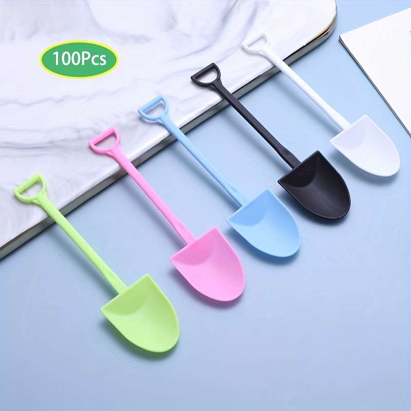 100pcs Colorful Disposable Plastic Spatula Spoons Perfect for Ice Cream Cake Cheese Desse