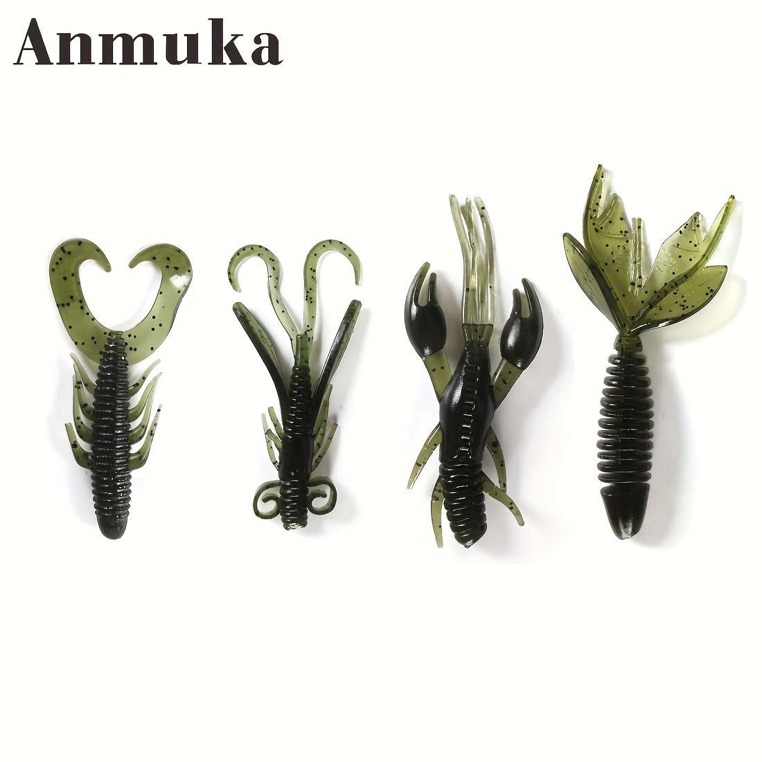 4pcs Anmuka Soft Fishing Lures Realistic Green  Black Lobster Designs 2g Silicone Bait for Bass