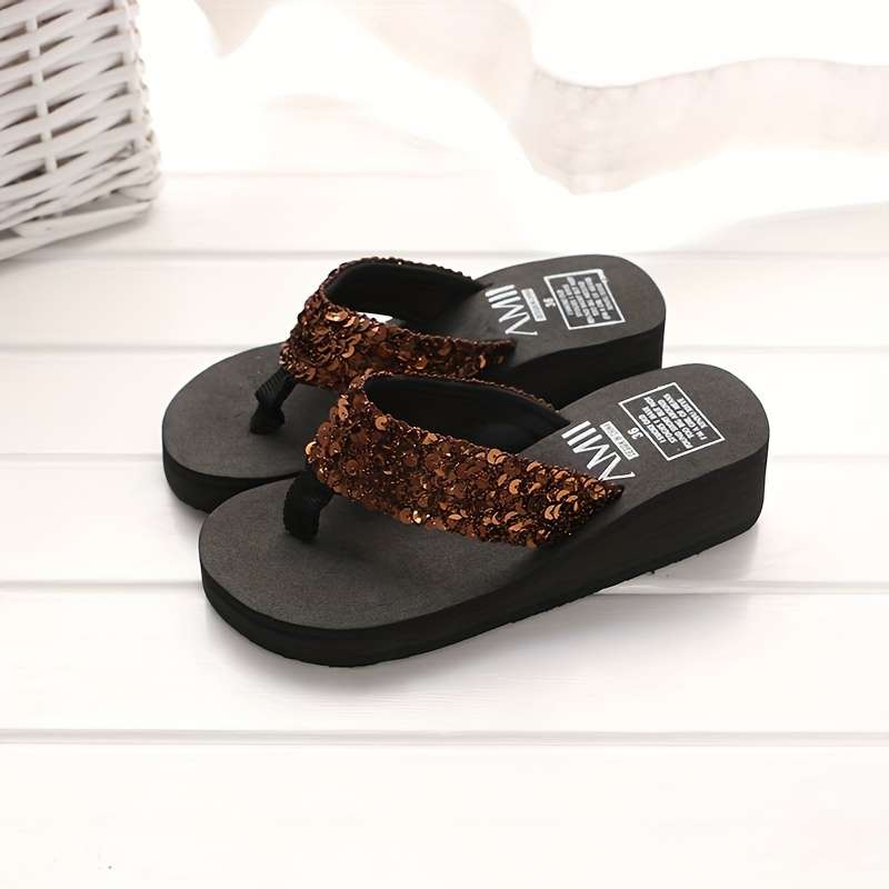 Ladies Summer Flip Flops Dark Brown Uk 6
