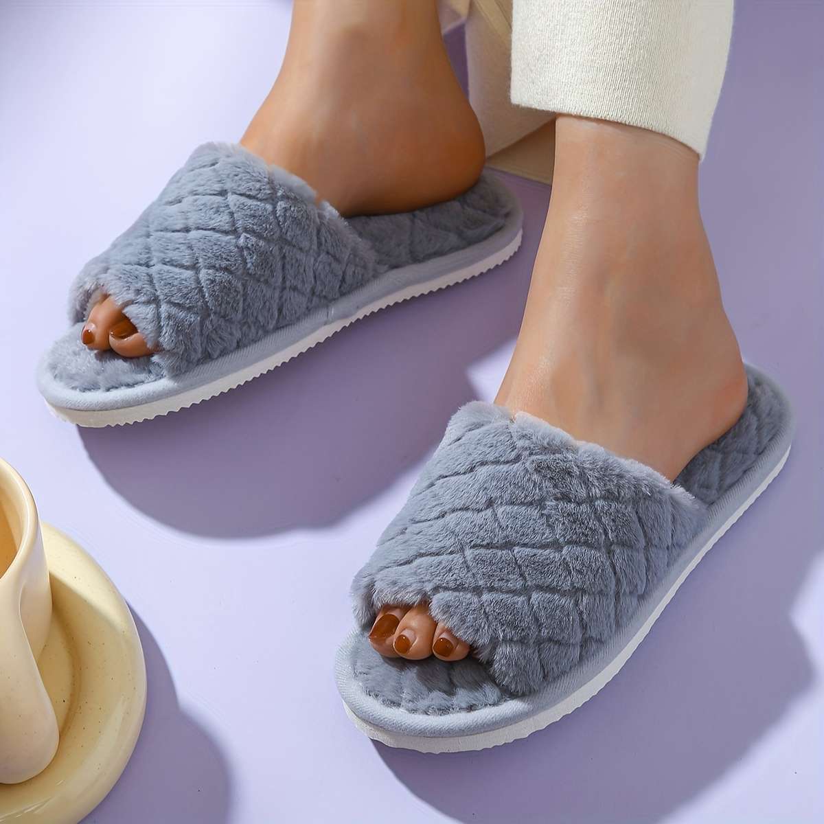 Cotton Slippers Color Grey Sizeuk 6.5-7