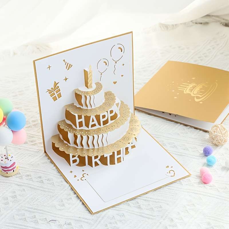 Greeting Cards Items 4 Layer Cake - Golden