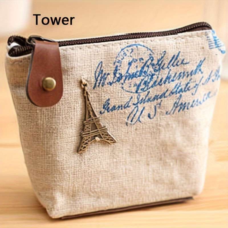 Vintage-Inspired Canvas Wallet With Zippercompact High-Quality Large Capacity Women'S