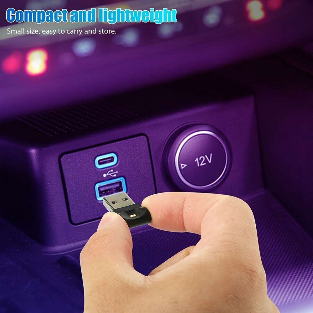 1pc Car Mini USB Seven Color Adjustable Color Decorative Ambient Light Soft Light A