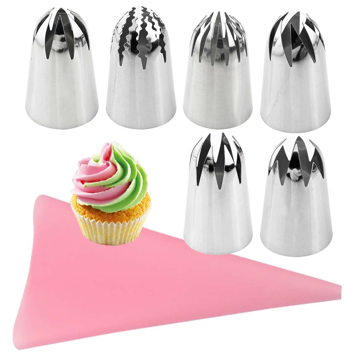 Piping Nozzle Color 7 Piece Set Super Big Mouth  Pink