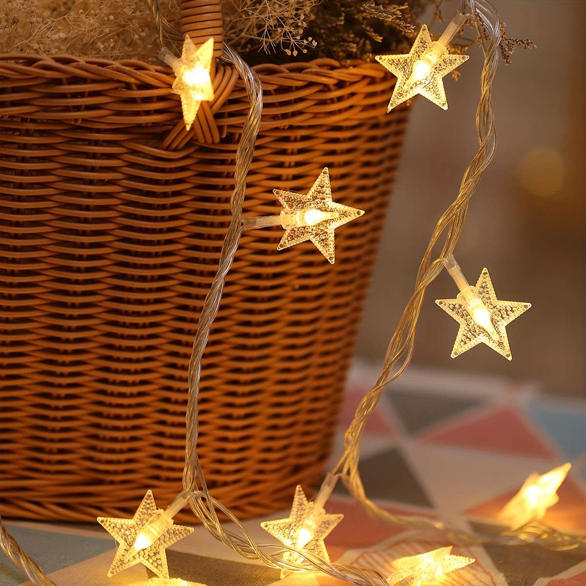 String Lights Color Warm White  Battery Powered  Size6.56Ft 2M 10Led
