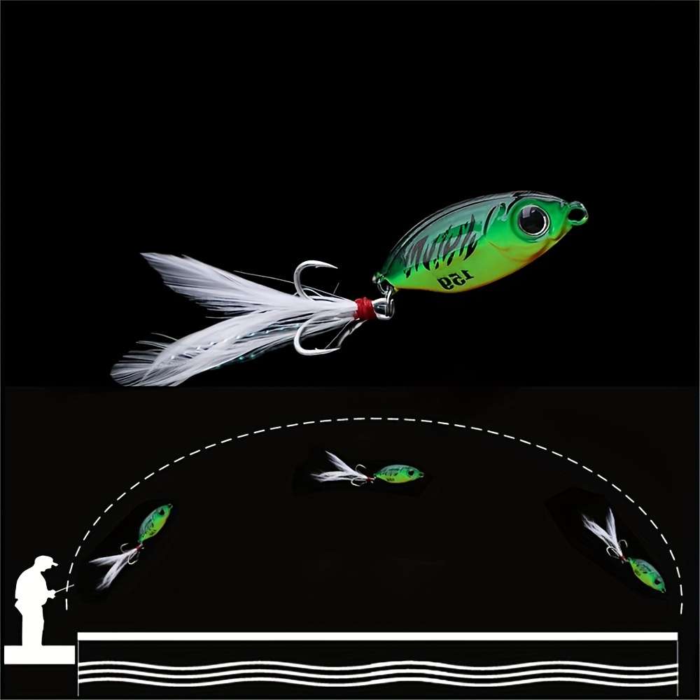 1pc Small Iron Plate with Falling Fish Scale Pattern in Long-range Cast Perch with Cocked Mout