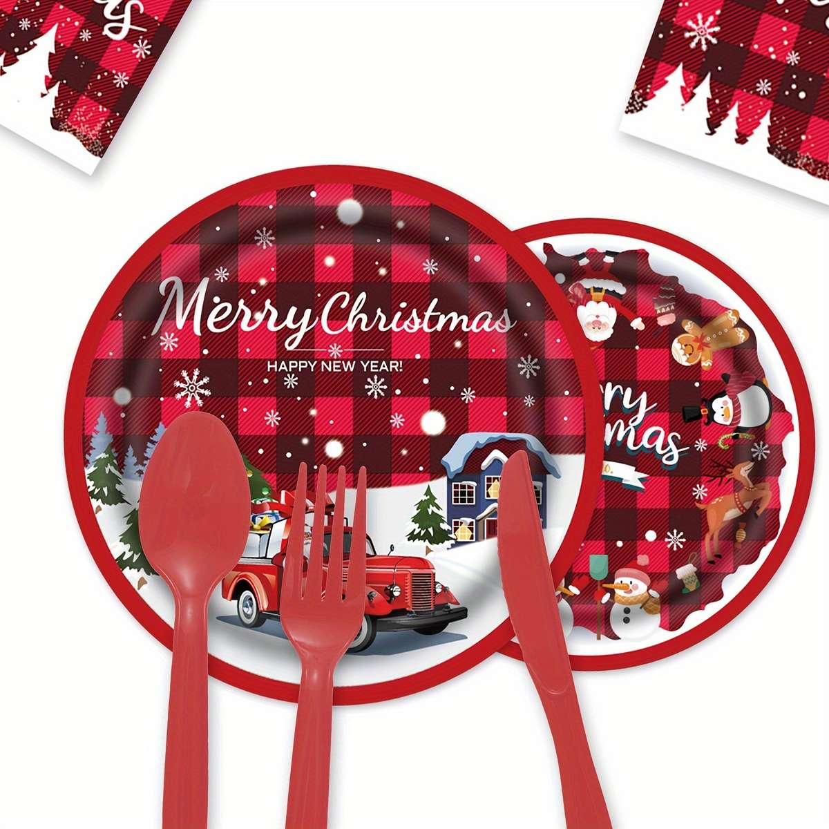 Christmas Tablecloth Style 16 Pcs 7Inch Plates