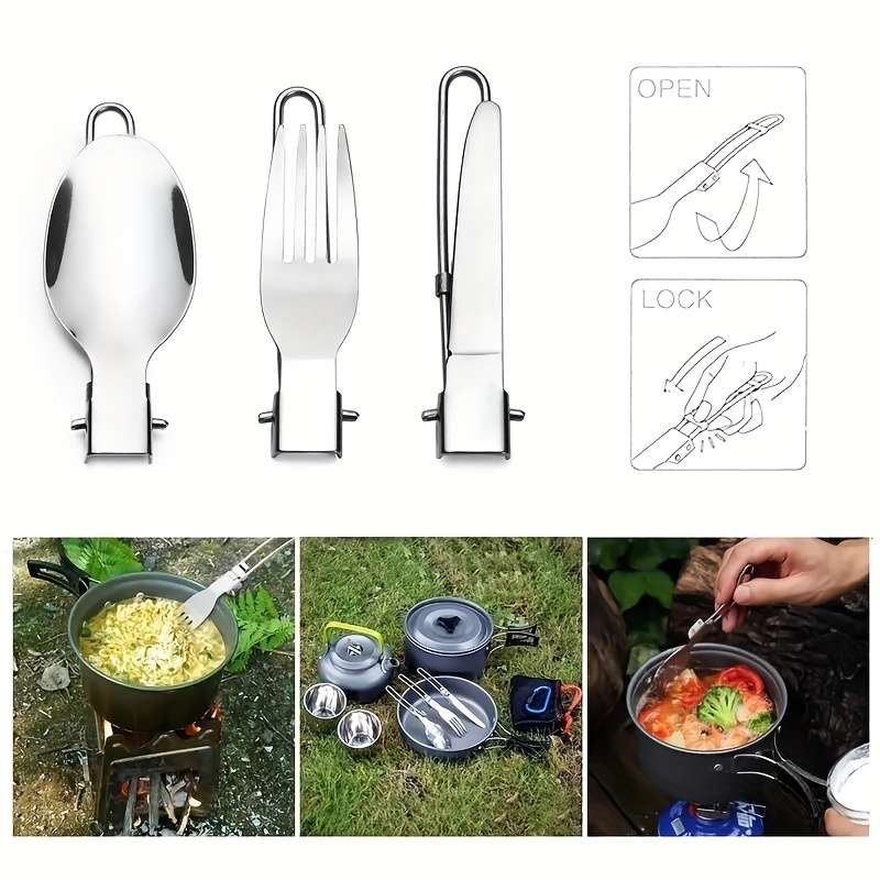 Kitchenware Backpack Fork Stainless Steel Folding Knife Spoon Set Tableware