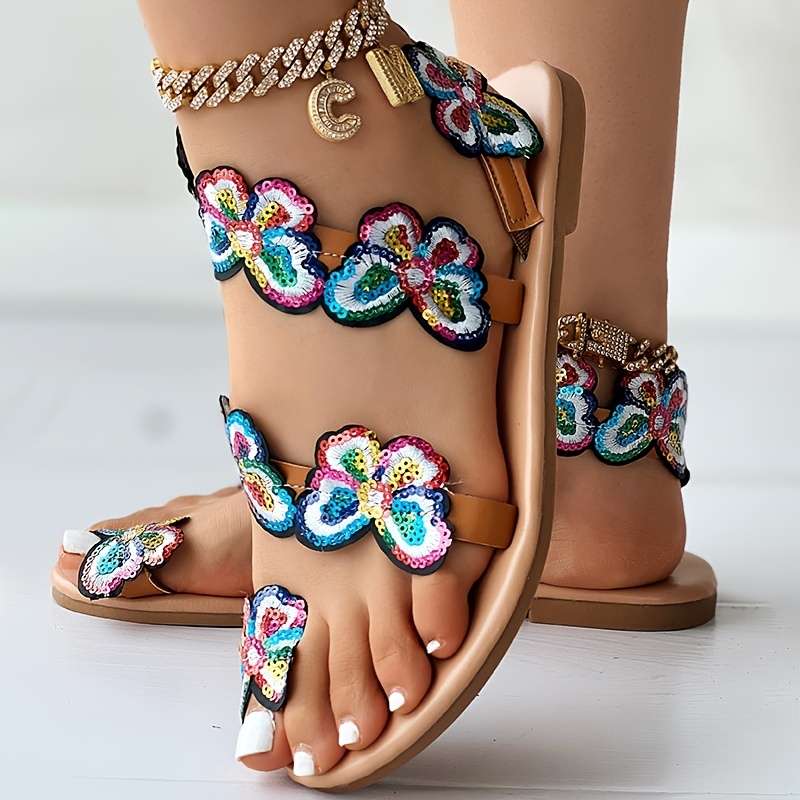 Ladies Summer Flip Flops Multicolor Uk 7.5
