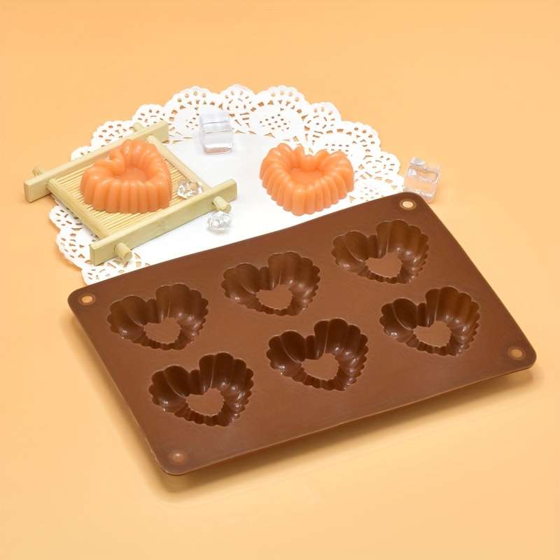Suitable For Baking Molds Model 1Pc 6 Flowers Silicone Brown Opp Packaging