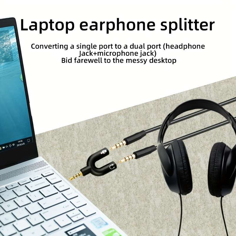1pc 2in1 Audio Splitter Cable for Computers Smartphones Headphone and Microphone Adapter N
