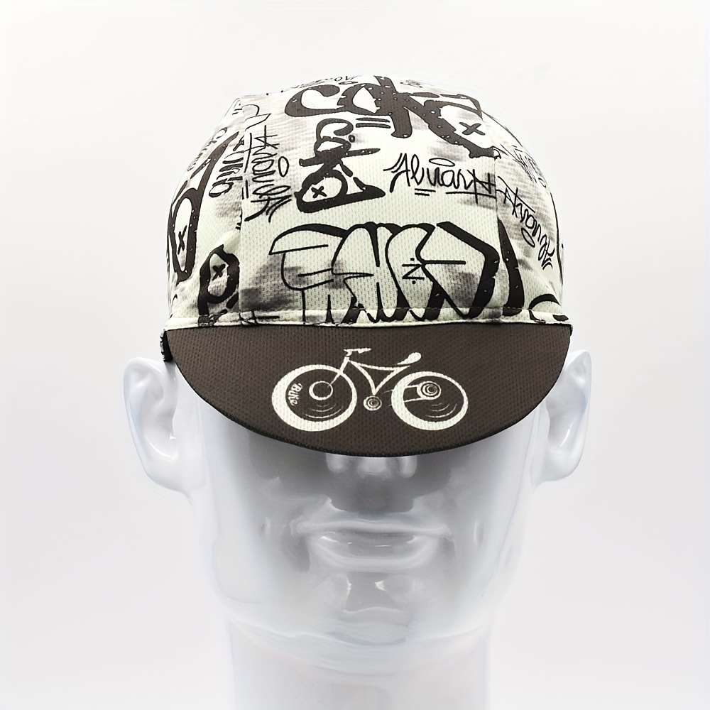 Quick-Dry Cycling Cap with Graffiti Bicycle Design