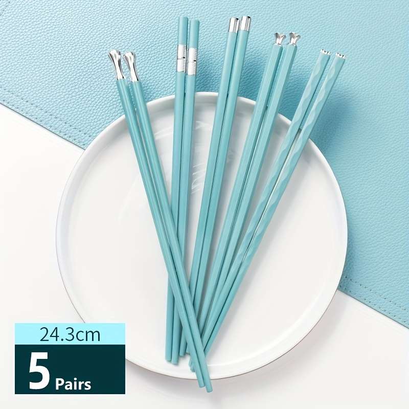 Chopsticks Items Porcelain Blue Simple 5 Pairs