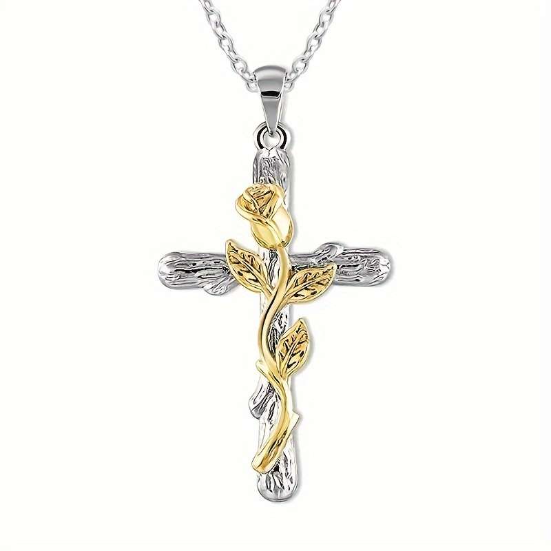 Elegant Plated Retro Cross With Silver