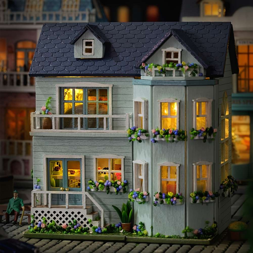 3D Building Model Puzzle Set Style Green