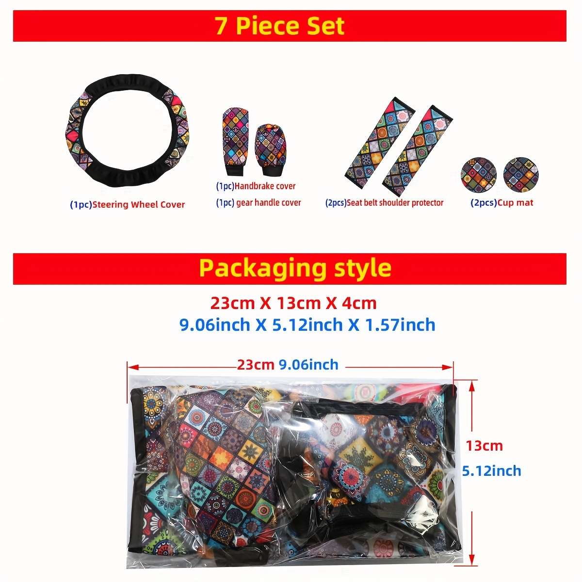 Car Steering Wheel Cover 7Pcs