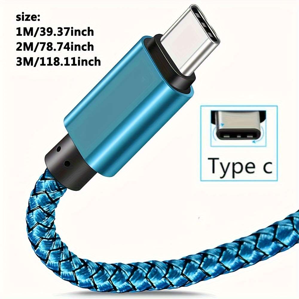 HeavyDuty TopRated Compact Essential 4A Fast Charging Usb Type Cable Long Nylon