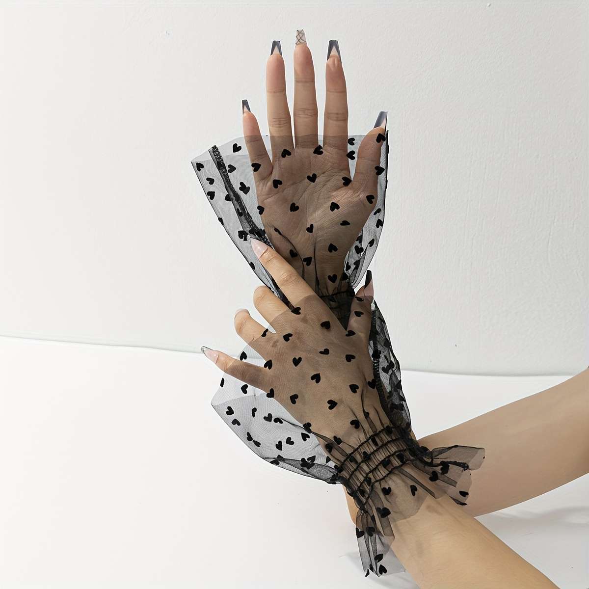 2Pcs Mesh Sleeve Cuffs Women Stretchy